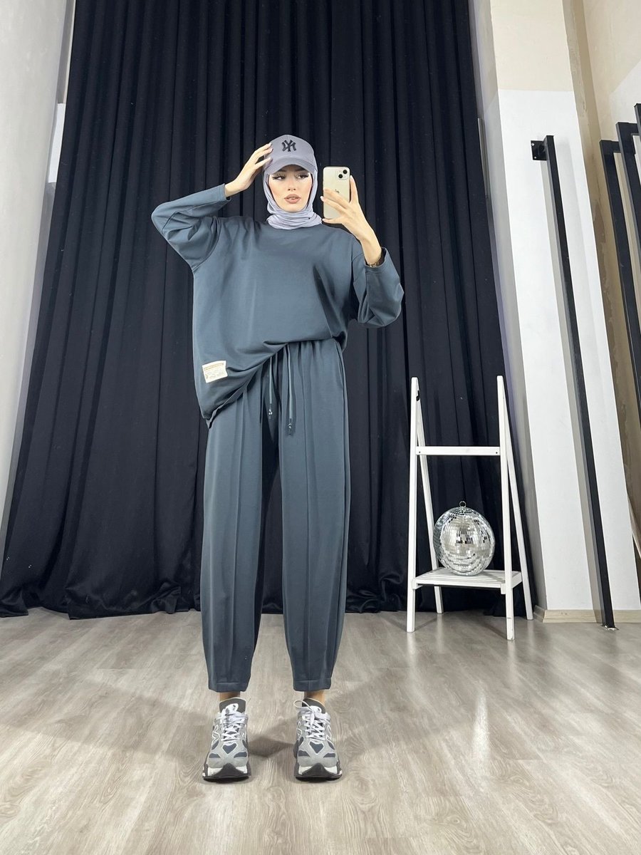 Altintasbutik Owersize A Kalite Penye Spor Takım Antrasit Gri
