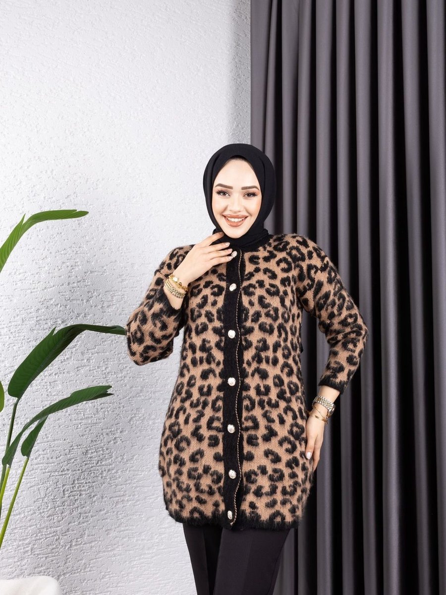 Butik.e Leopar Ara Boy Hırka Çeket