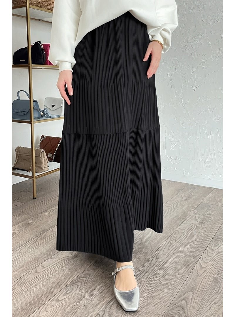 InStyle Piliseli Scuba Krep Siyah Etek