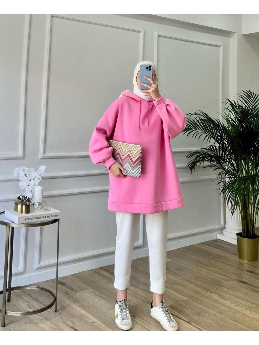 Darling Collection Kapüşonlu Balon Kol İplik Şardonlu Geniş Ve Bol Kalıp Polar