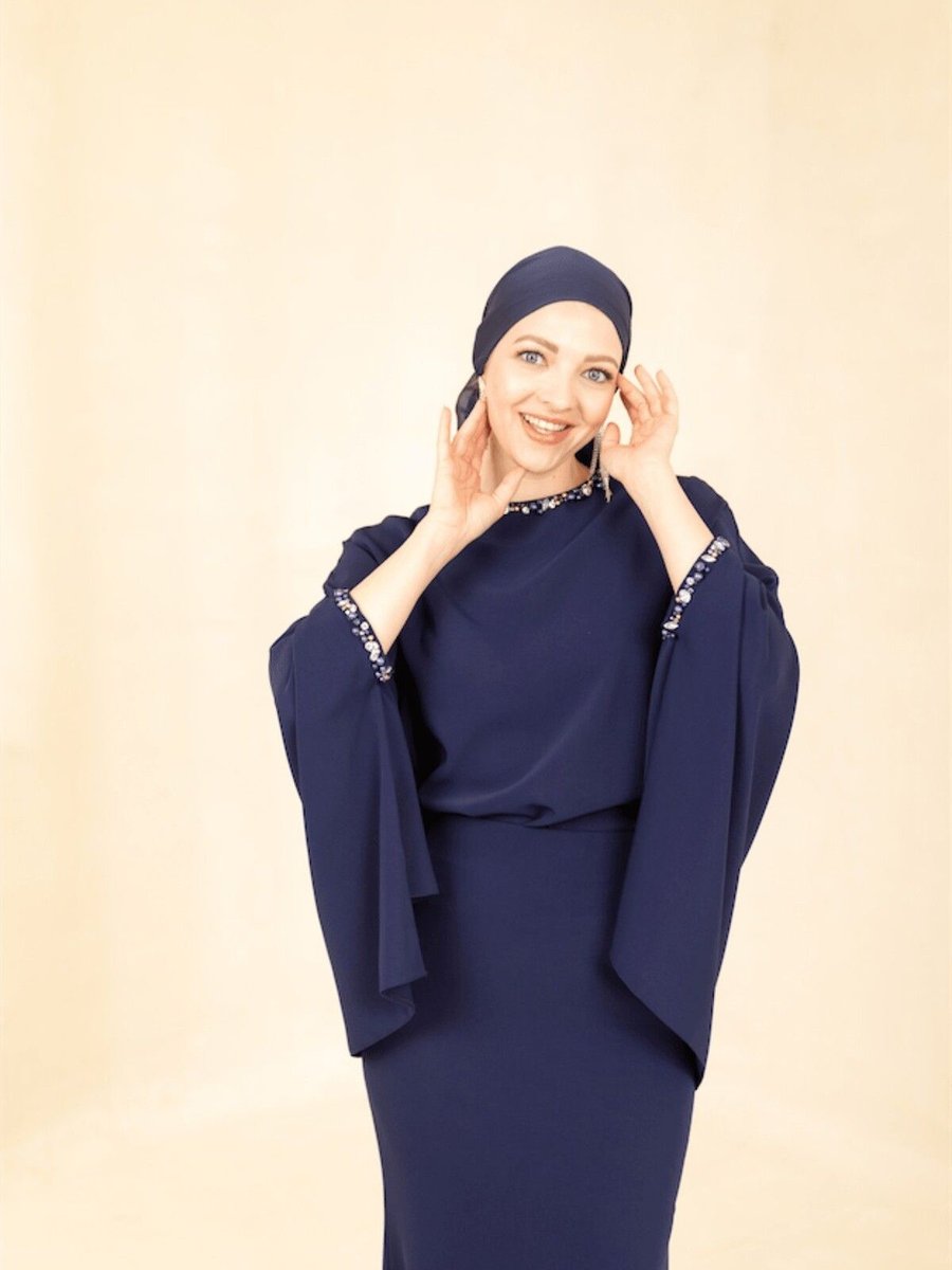Hennin Eveline Abiye Elbise Lacivert