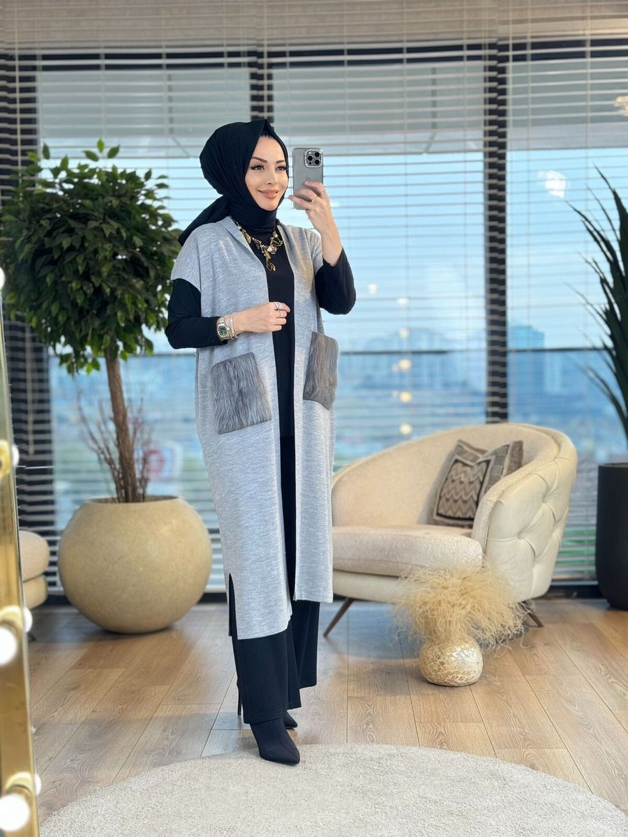 Alanurmoda Cebi Kürklü Triko Yelek