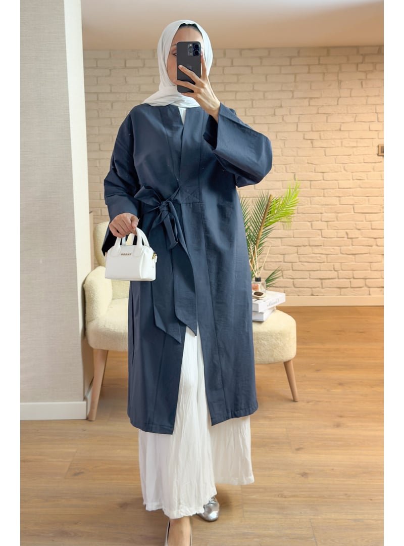 Salih Çelebi Lacivert Yandan Bağlamalı Kimono