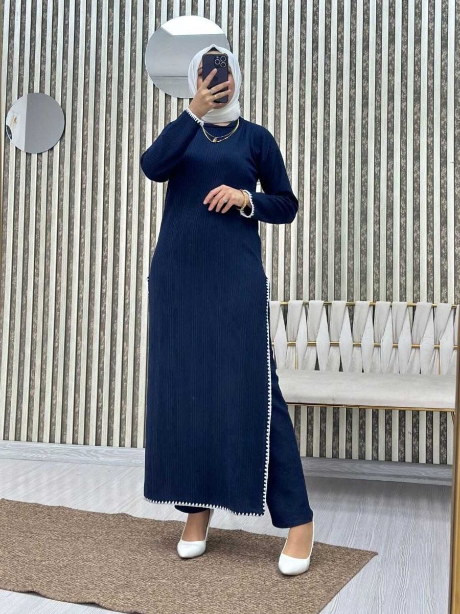 Moda Krash Li Nakışlı Takım Pantolon Tunik