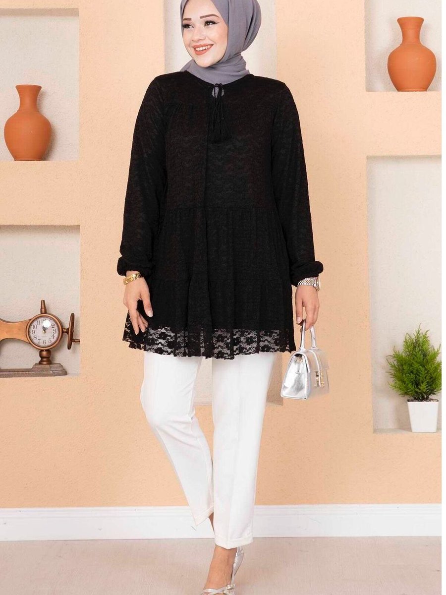 Moda Civinx Astarlı Dantel Gömlek Tunik