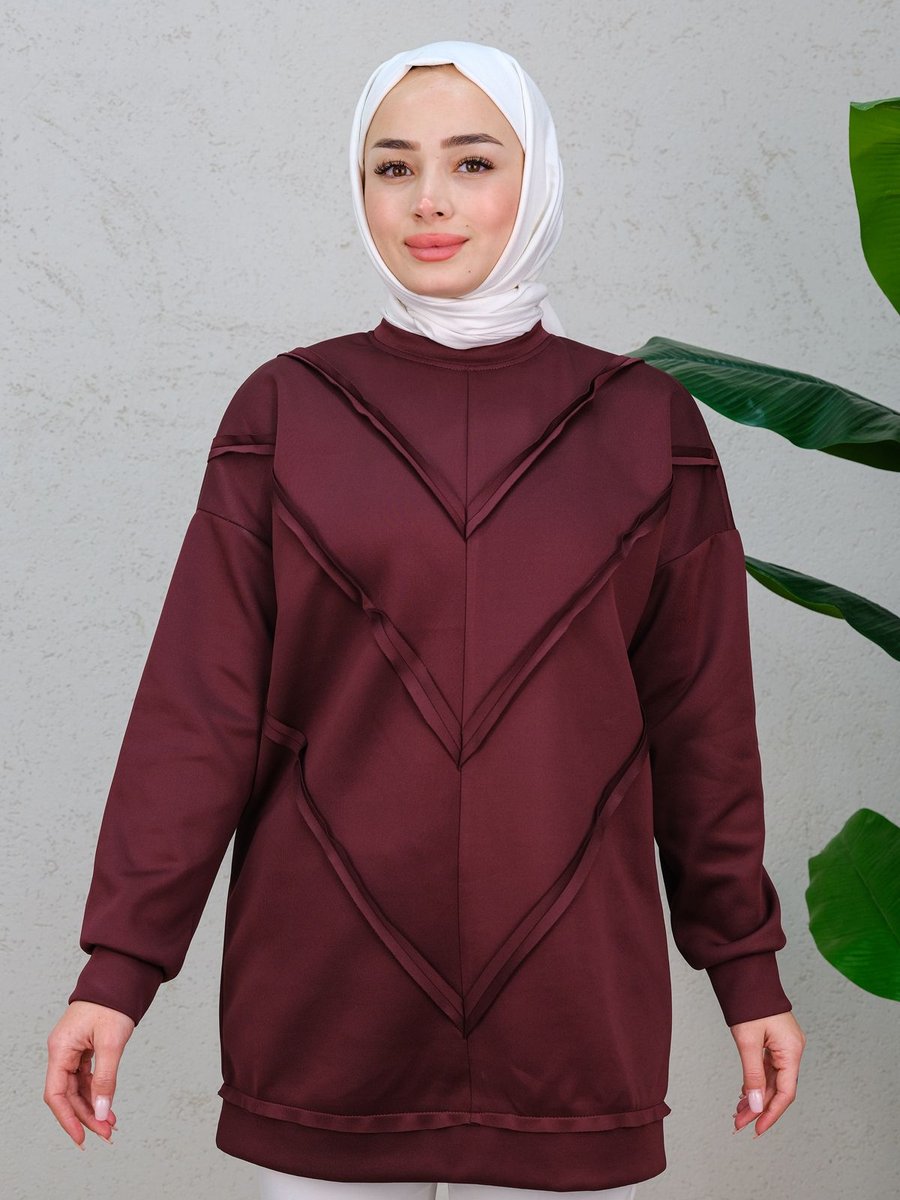 Locco Önü V Detaylı Tunik Bordo