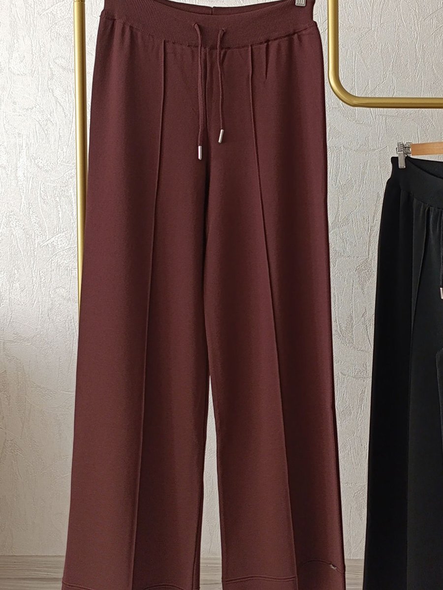 Eghora Triko Pantolon Bel Lastikli Bol Paça Rayon Merserize Kalite Dokuma Kahverengi