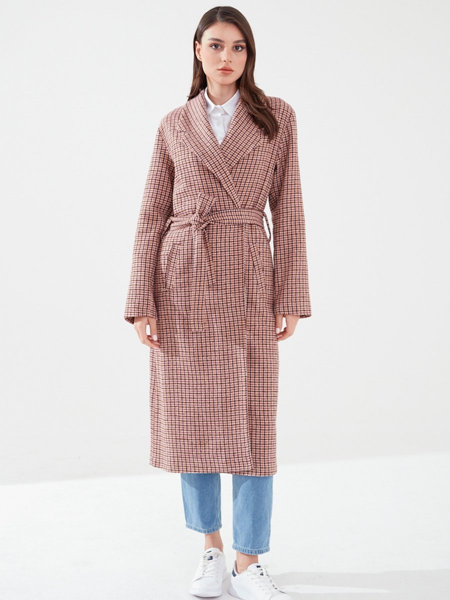 Sahra Afra Desenli Terra Kadın Oversize Trençkot
