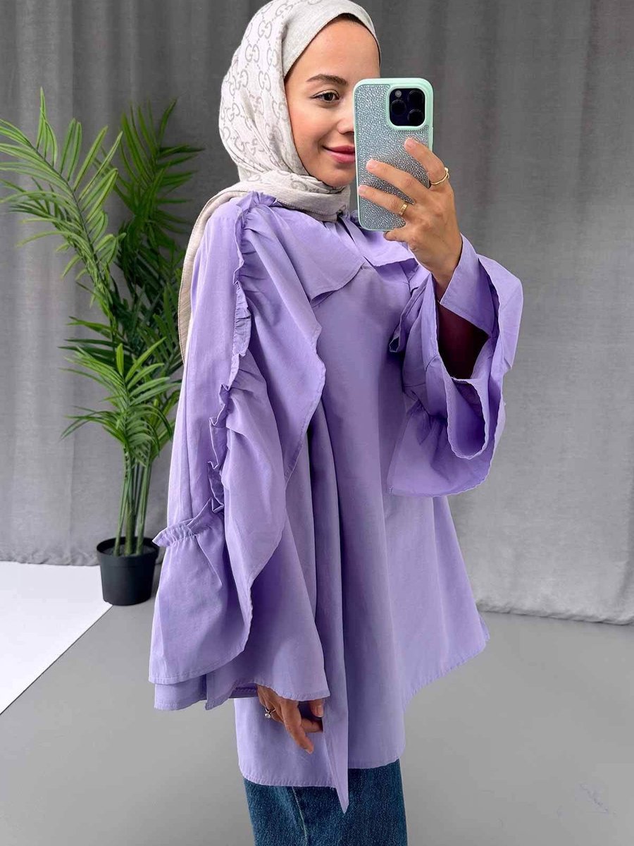 Ka Hijab Fırfır Detay Gömlek Lila