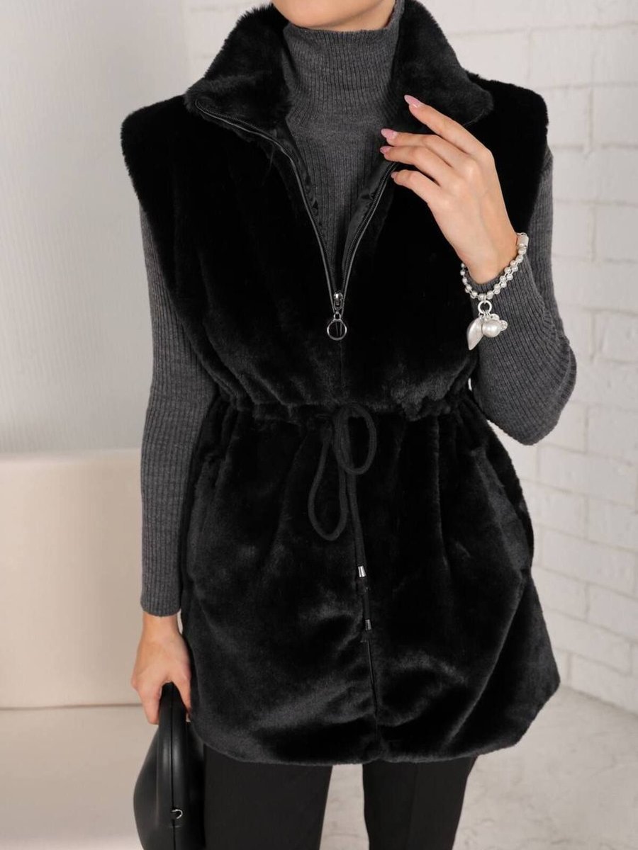 Melike Tatar Suni Kürk Yelek Peluş Alien Moda