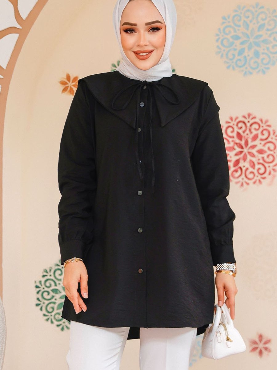 Neva Style Gemici Yaka Siyah Gömlek