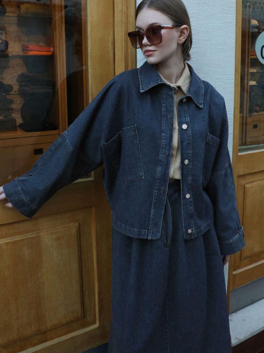 Zülays Oversize Denim Ceket Mavi
