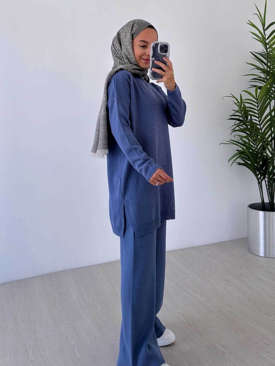 Ka Hijab Anje Triko Takım Mavi