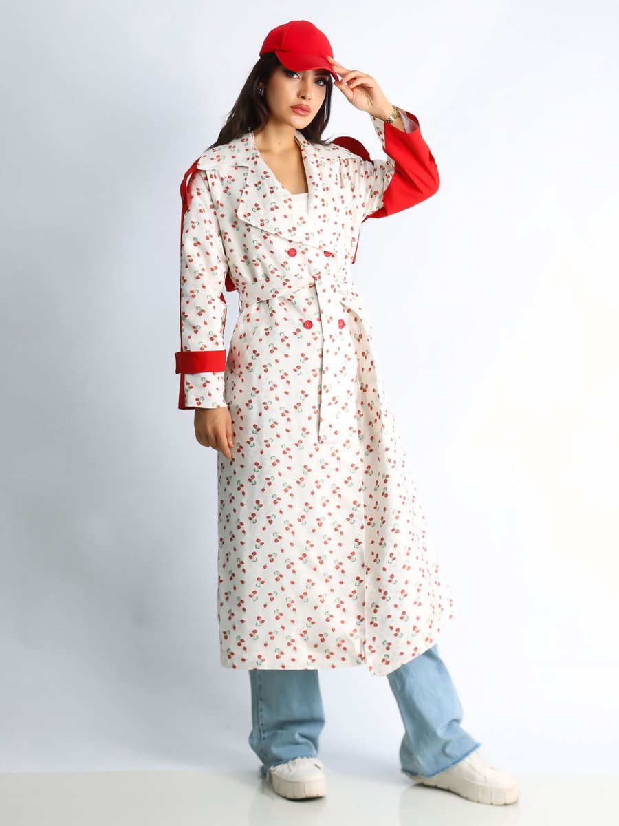Sahra Afra Kırmızı Creed Tasarım Oversize Trençkot