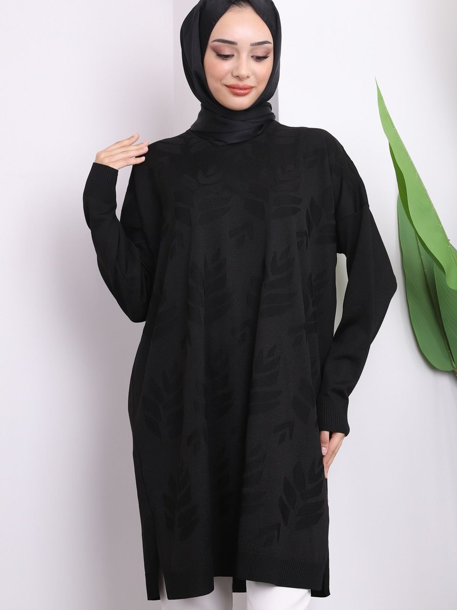 İmajbutik Siyah Soğuk İplik Merserize Triko Tunik