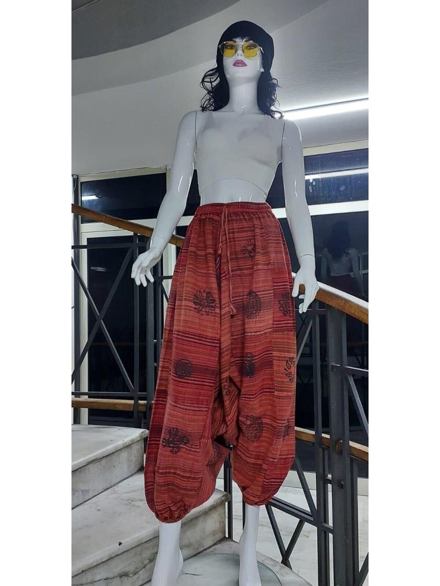 Bohem Stil Renkli Hint Otantik Yıkamalı Taşlanmış Patchwork Şalvar Pantolon