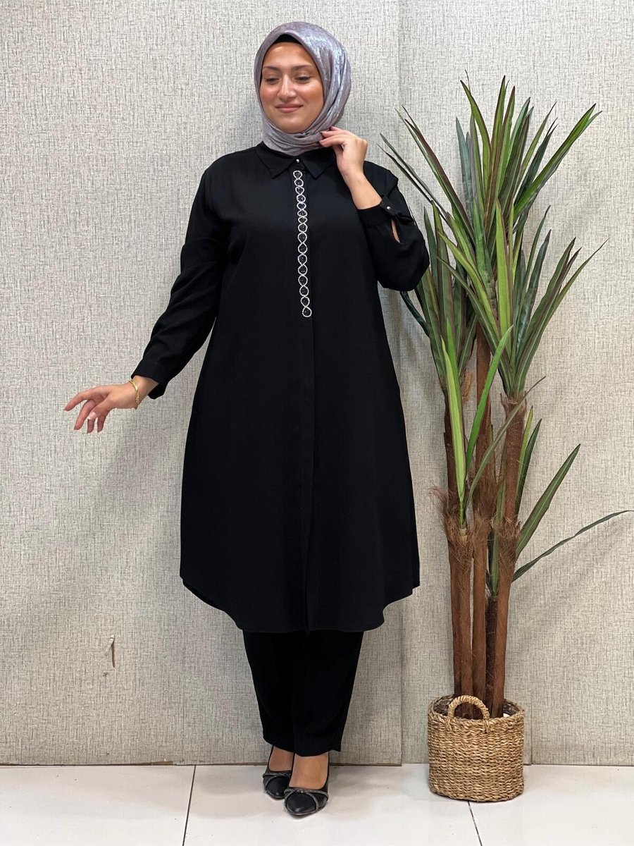 Butik Büyük Beden Önü S Taşlı Tunik