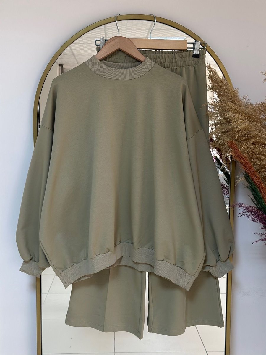 Ebrar Store Dilşah Bol Sweat İki İplik Pantolonlu Takım Mint
