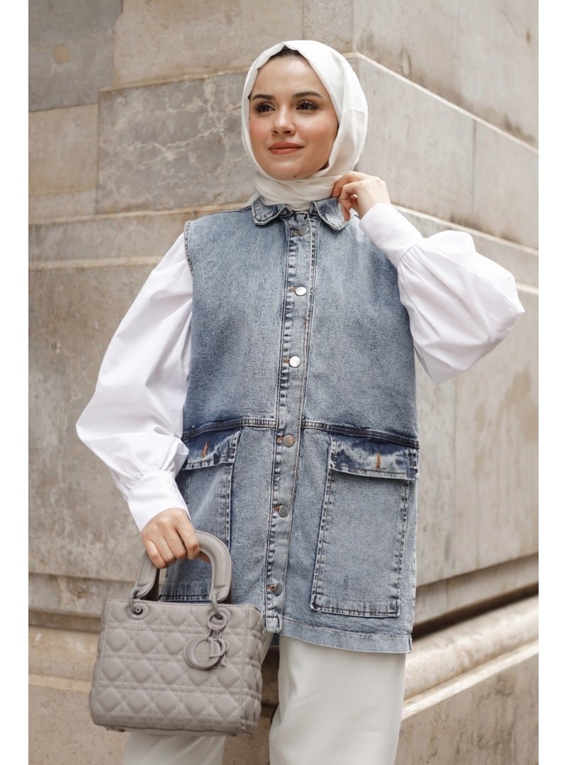 GİZCE April Mavi Kot Yelek