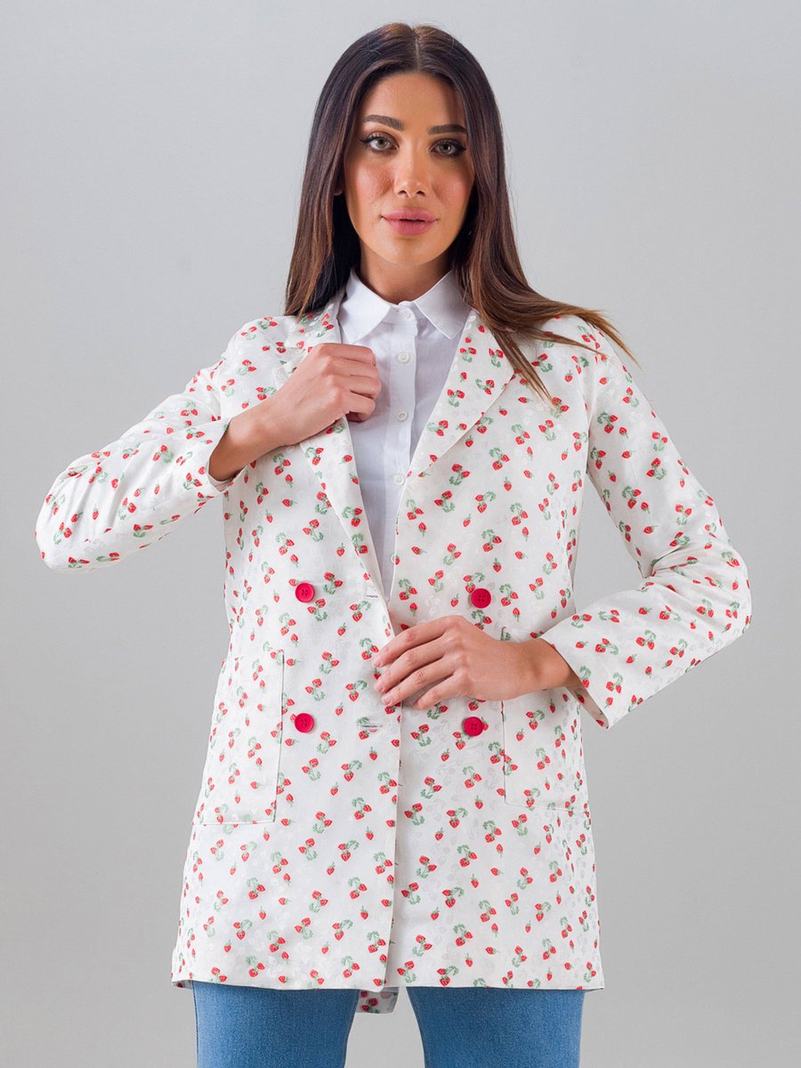 Sahra Afra Beyaz Blazer Ceket