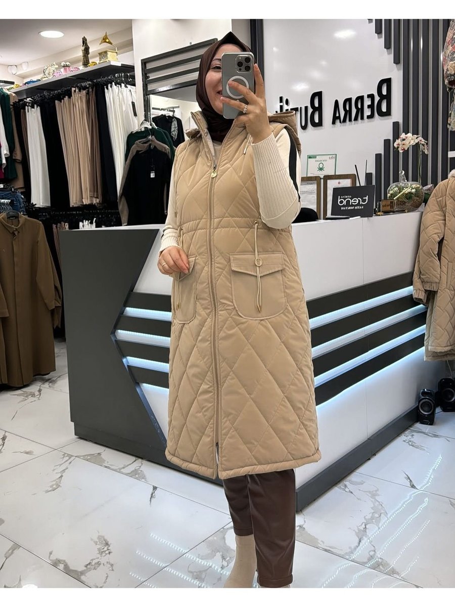 Gaze Kapitone Desen Tak Çıkar Kapişonlu Yelek