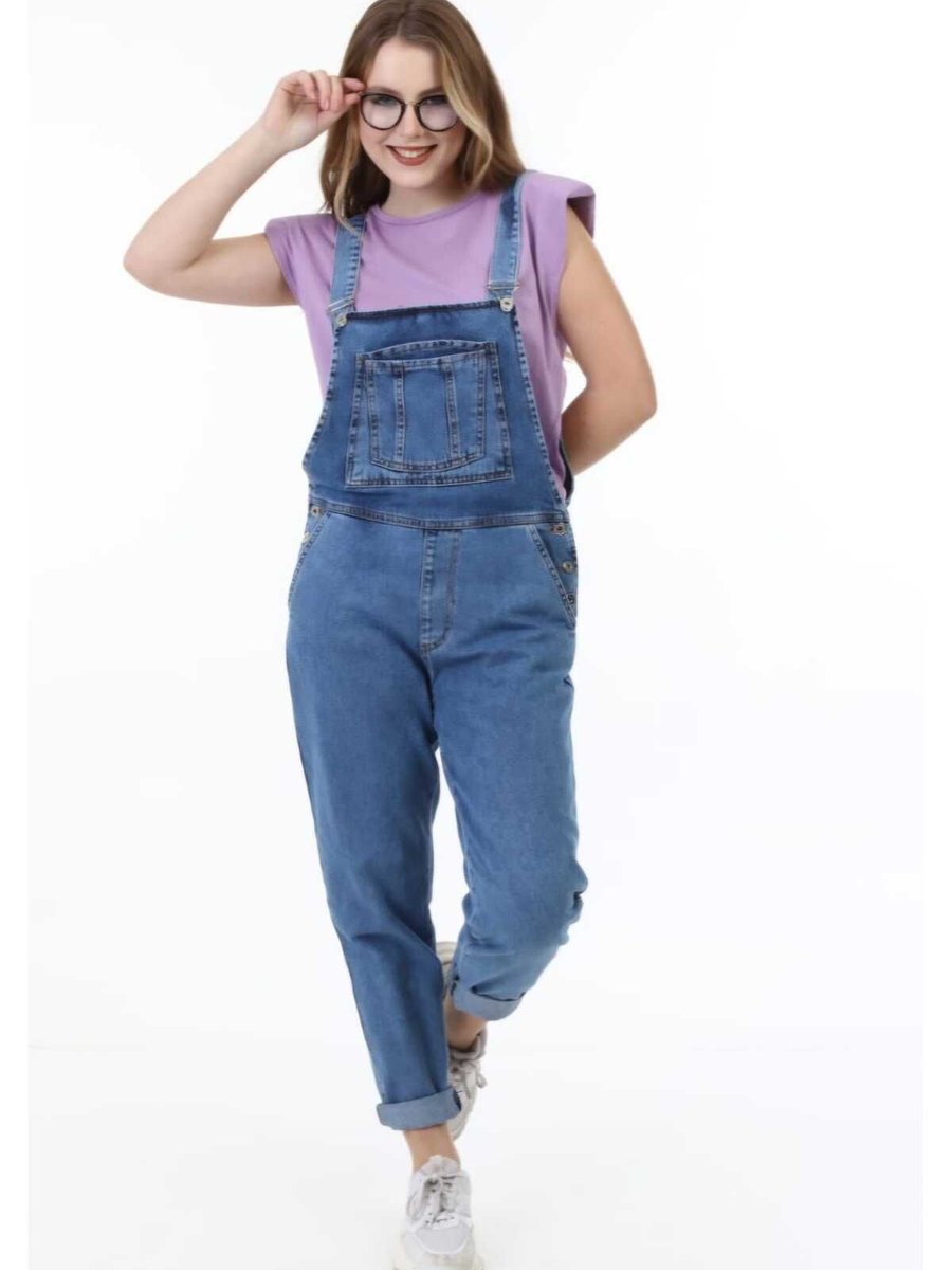 Harman Butik Kadın Askılı Denim Kot Tulum