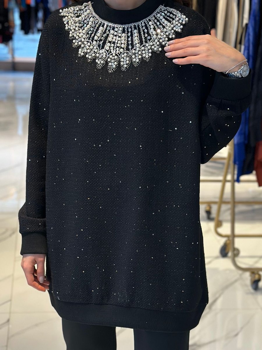 Missemramiss Bright Taşlı Tunik Siyah