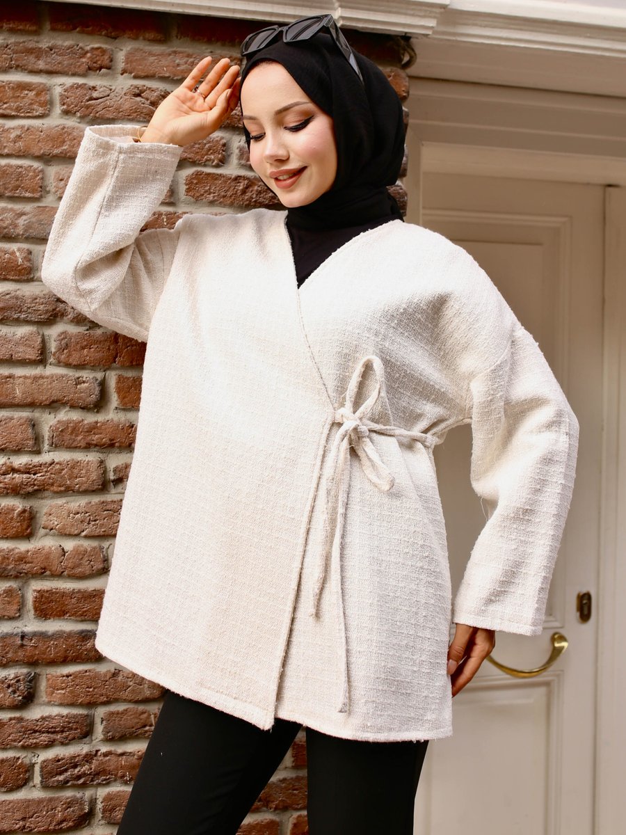 Vav Krem Kimono Ceket