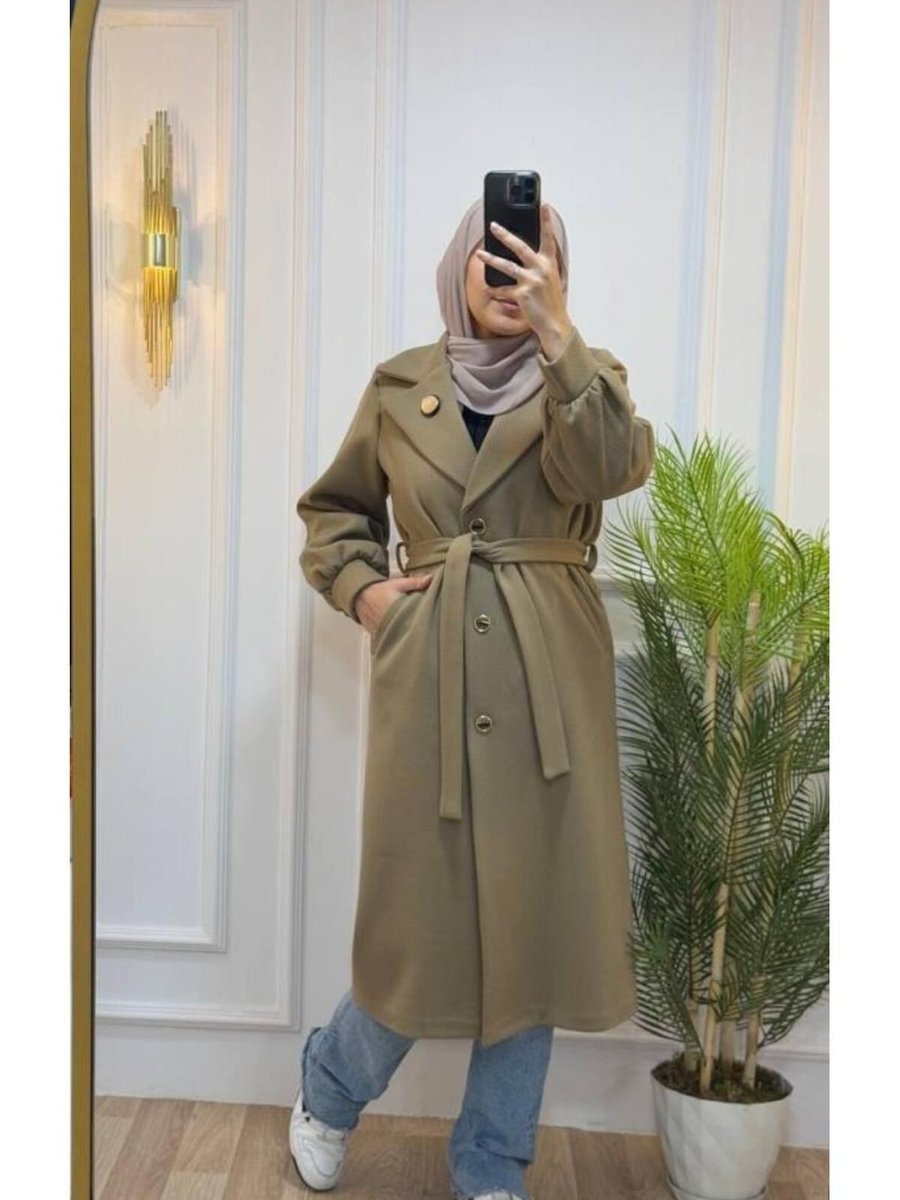 Tebrikler Tekstil Yeni Sezonlu Kadın Kışlık Şık Ve Rahat Midi Trençkot Günlük Kullanmaya Uygundur Model