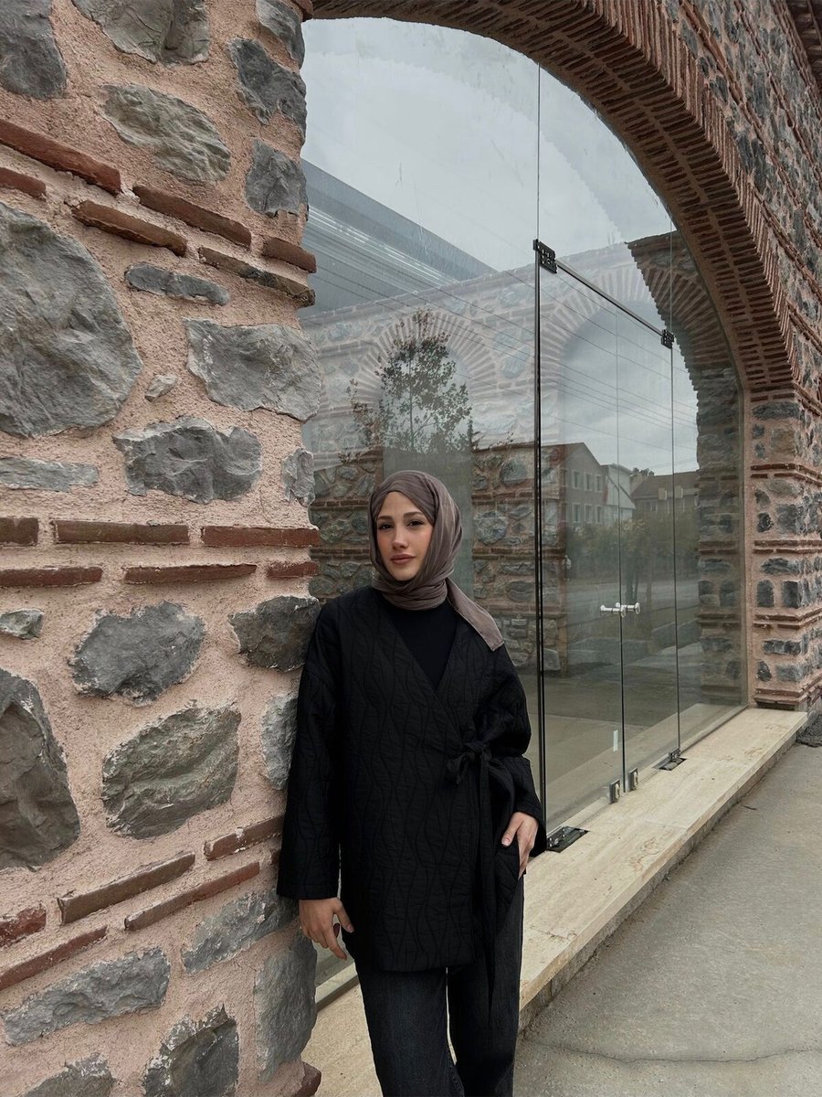 Taba Raena Desenli Yandan Bağlamalı Kimono Ceket