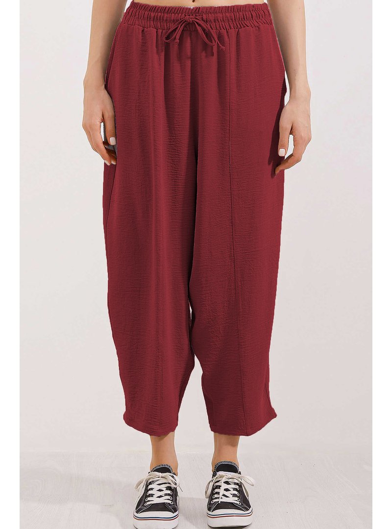 Bigdart Bordo Dokuma Şalvar Pantolon