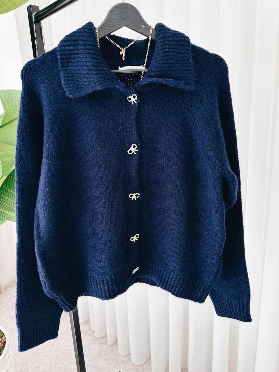 Asel Fashion Kurdelalı Premium Yumoş Hırka Mavi