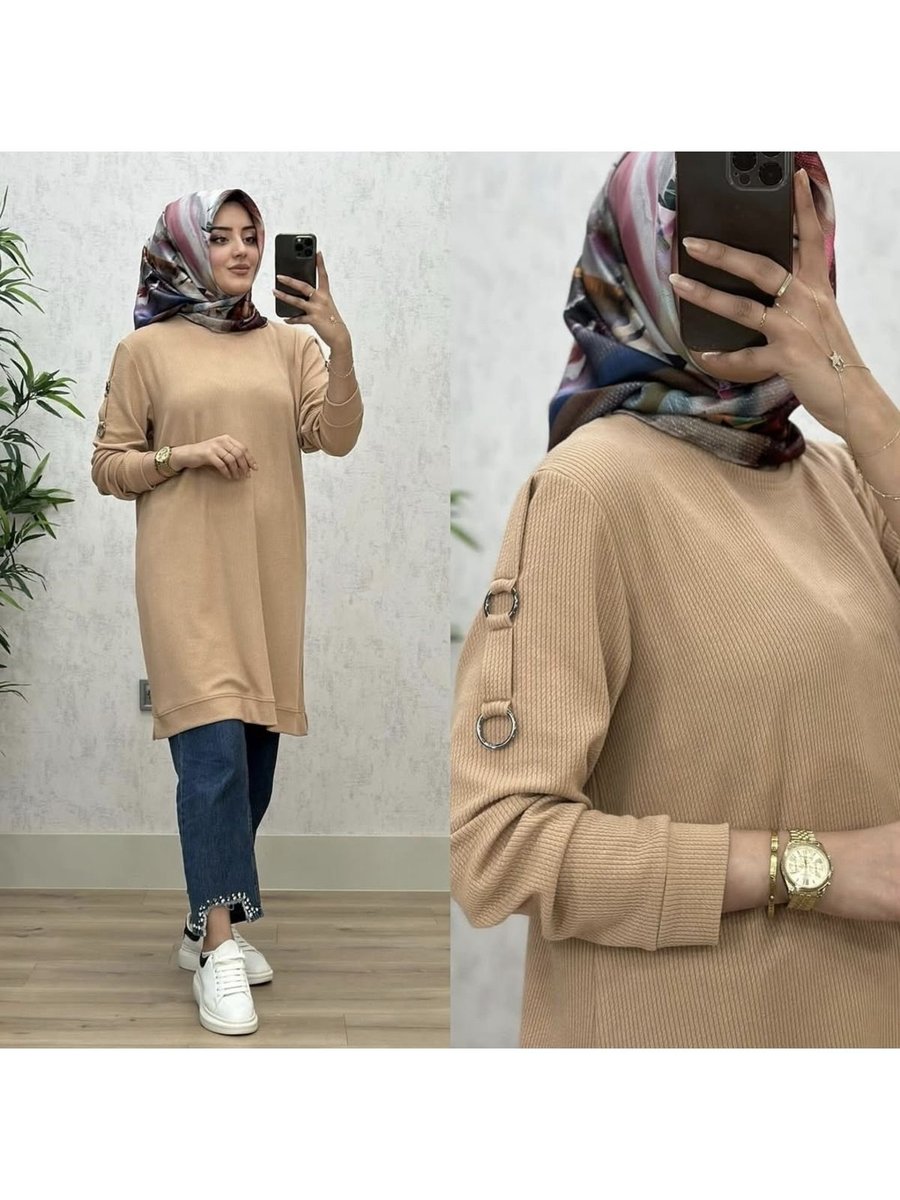 Ggmm Büyük Beden Kolları Halka Detaylı Fitilli Tunik