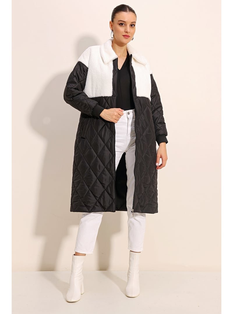 Bigdart Beyaz Uzun Oversize Şişme Mont
