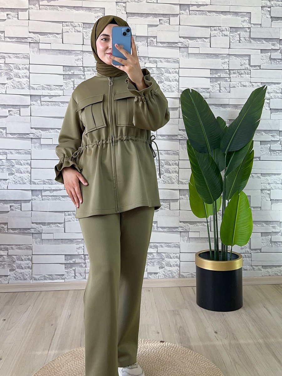Merve Akyol Moda Belden Bağlamalı Scuba Takım