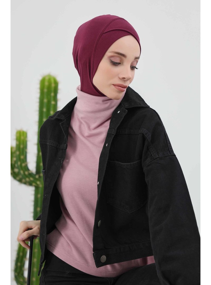 Aisha`s Design 4rb Bordo Önü Çapraz Detaylı Bone,tb