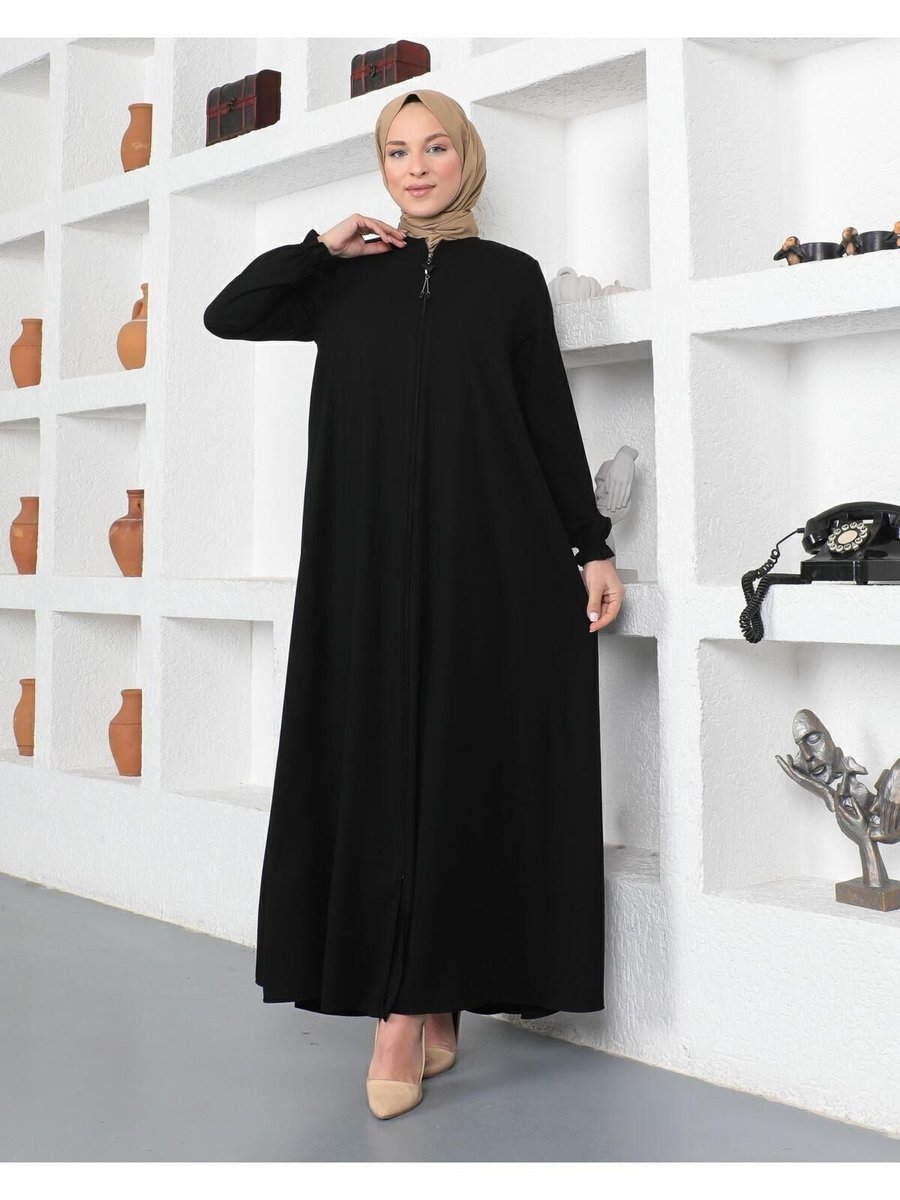 Gülmedine Ferace Abaya Mevlana Ipeği Kloşlu