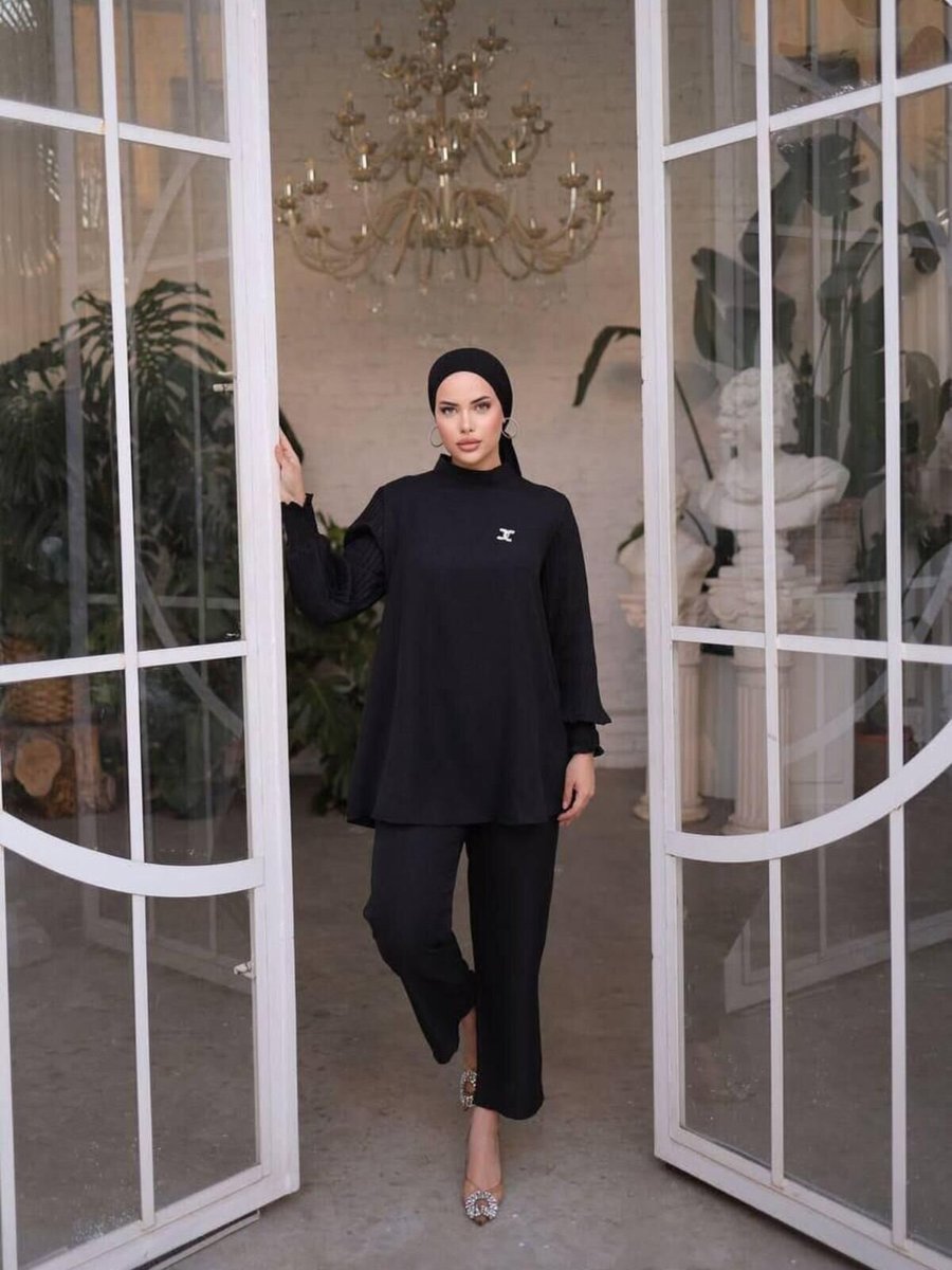 Nergis Neva Butik Siyah Pantolonlu Takım