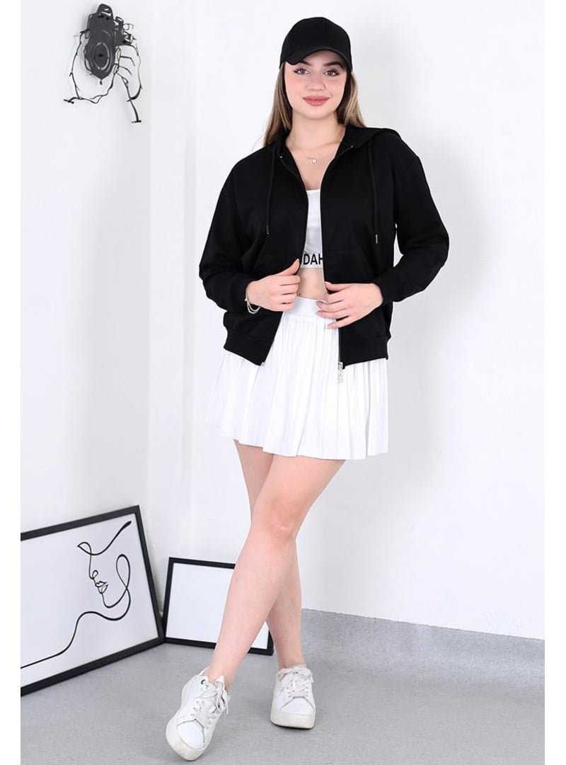 Pelsu Moda İplik Kapüşonlu Siyah Hırka Model Kodu
