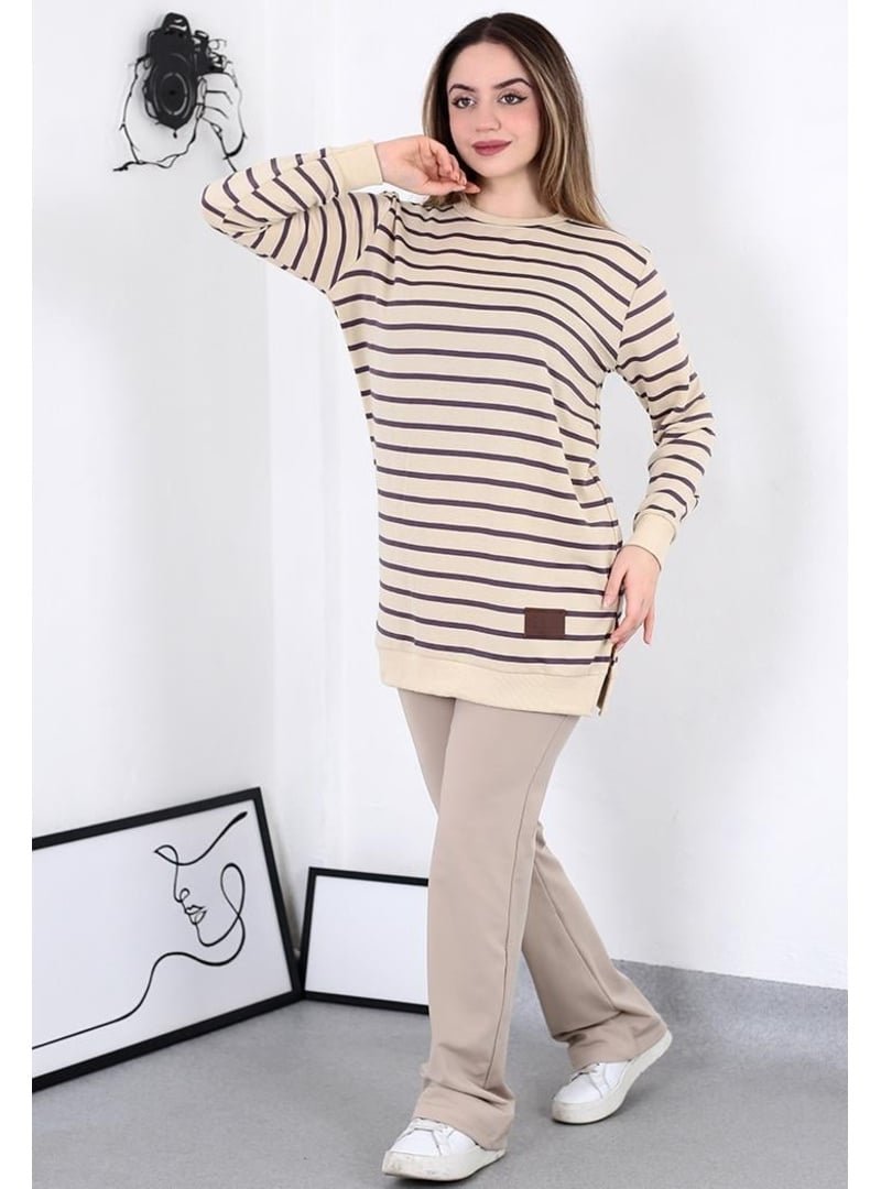 Pelsu Moda Mor Çizgili Tunik