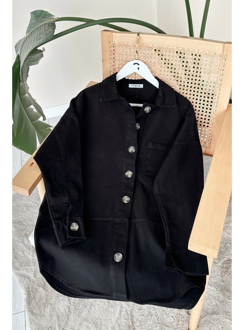 GİZCE Peyda Siyah Gabardin Ceket