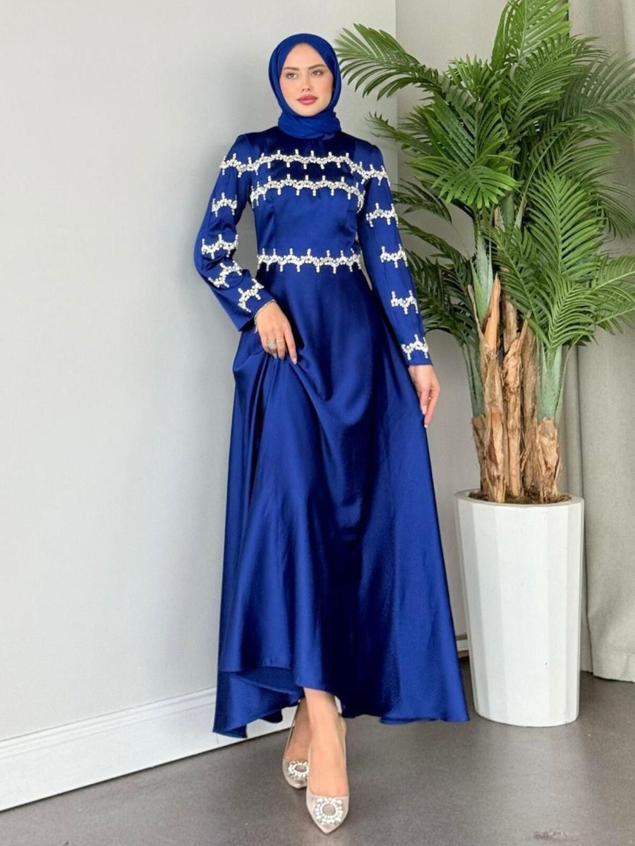 Şulemoda Giyim Yolansa Abiye Elbise Saks
