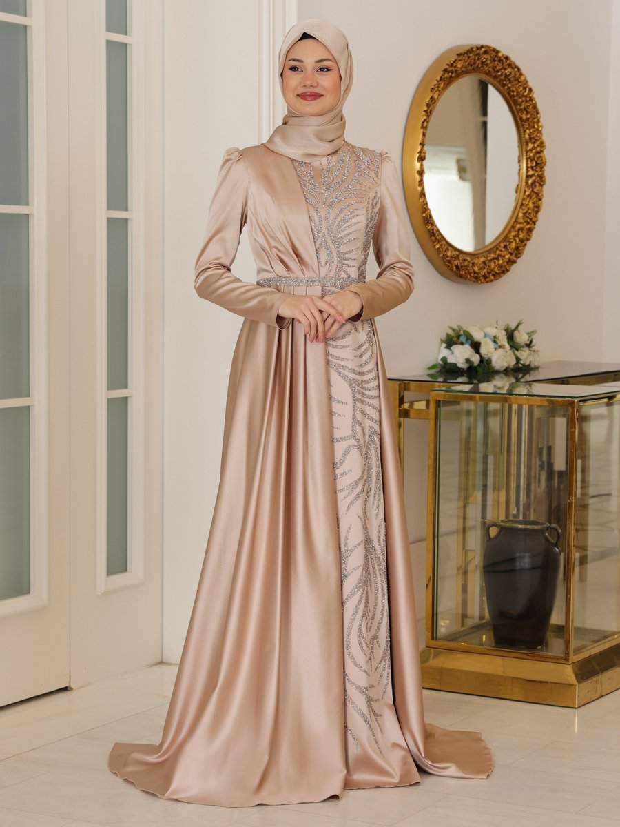 Azra Design Gold Rengi Mihrimah Abiye Elbise