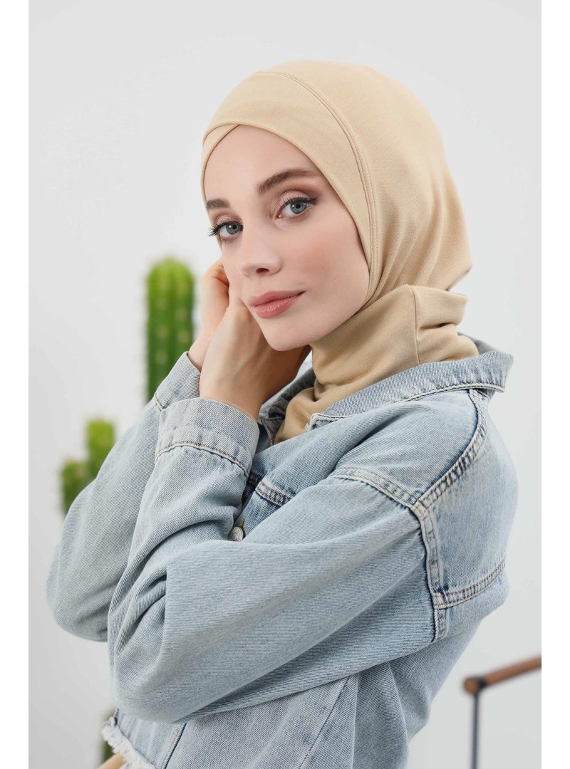 Aisha`s Design 4rb Bej Önü Çapraz Detaylı Bone,tb