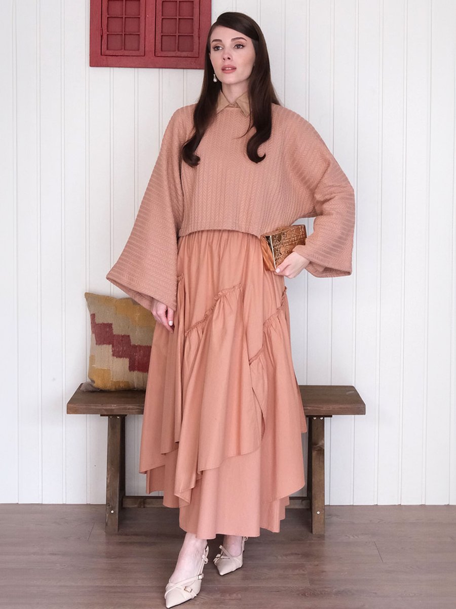 Ceylan Otantik Somon Kat Detay Bohem Etek