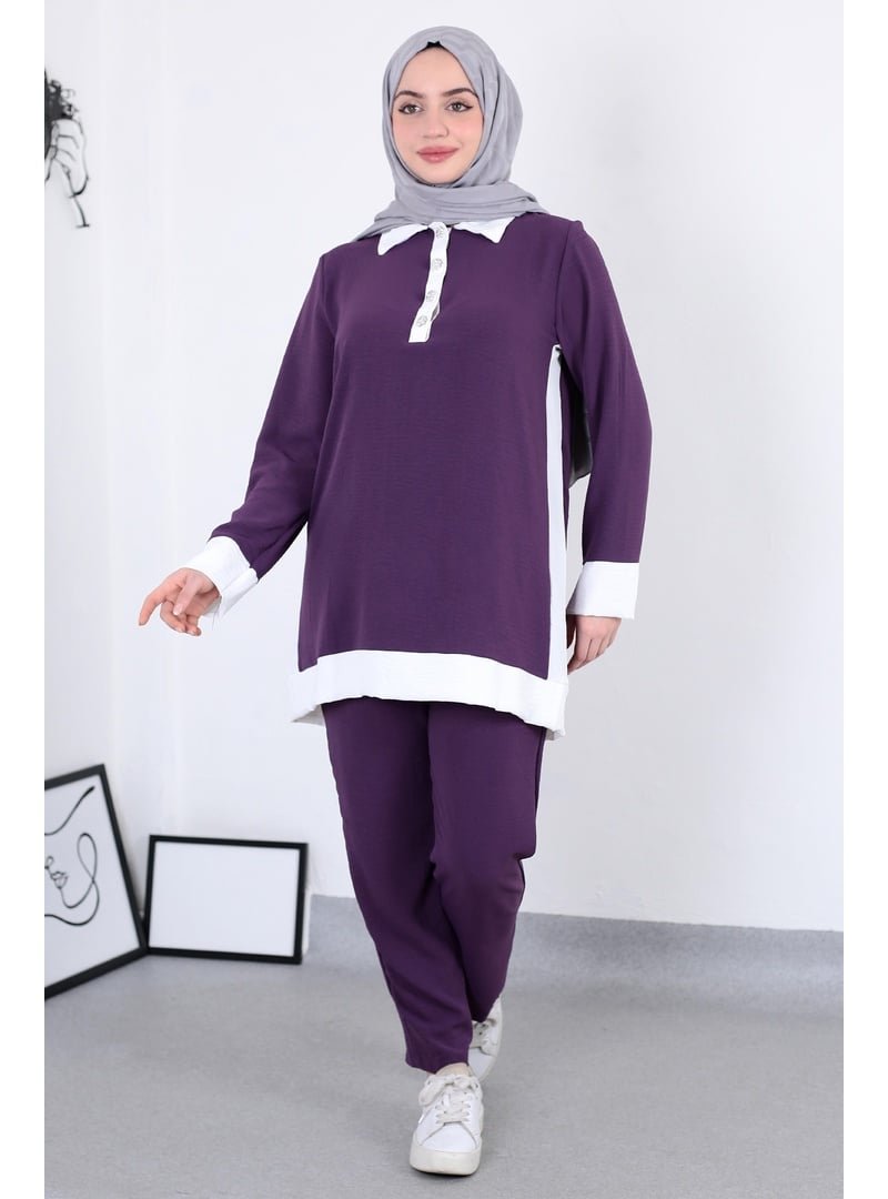 Pelsu Moda Kadın Ayrobin 2li Gömlek Yaka Takım