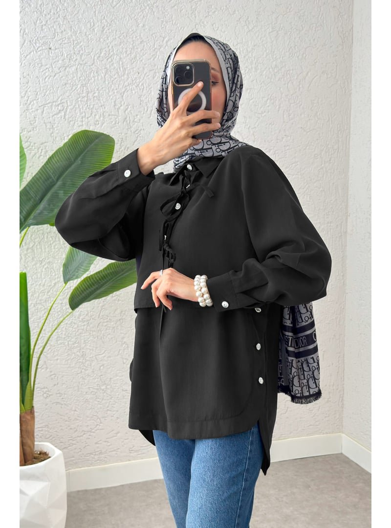 Salih Çelebi Siyah Bolero Detaylı Tunik