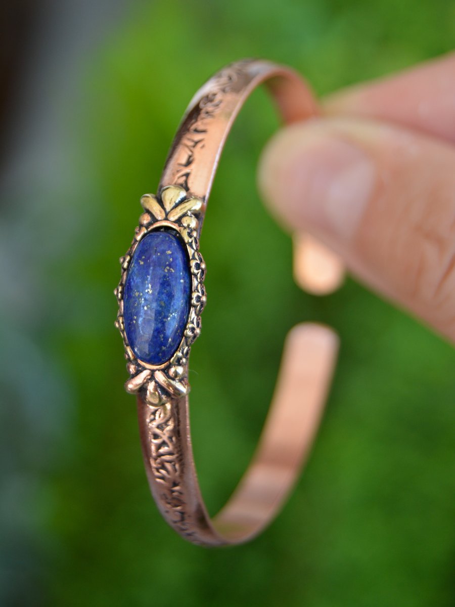 Stoneage Lapis Lazuli Taşlı Bakır Bileklik Renk