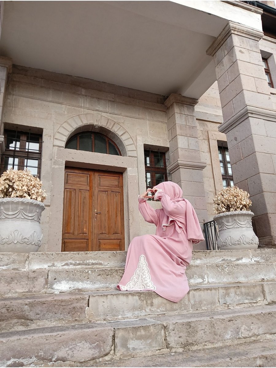 Sueso Store Çift Kat Müslin Pamuklu Kumaş Namaz Hac Umre Elbisesi + Şal Takım