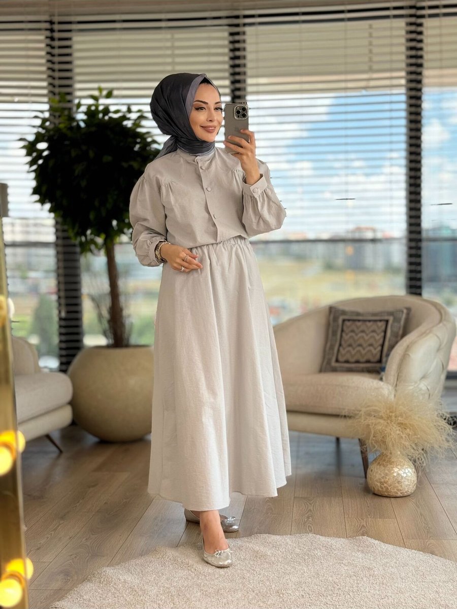 Alanurmoda Önü Düğmeli Etekli Takım